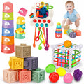 Qirptey Montessori Baby Toys Infant Pull String Stacking Cups Multicolor by Deal US