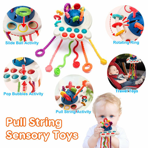 Qirptey Montessori Baby Toys Infant Pull String Stacking Cups Multicolor by Deal US