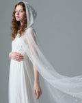 Geyoga Women Peals Tulle Hooded Cape Sheer Elf Cloak White by Deal US
