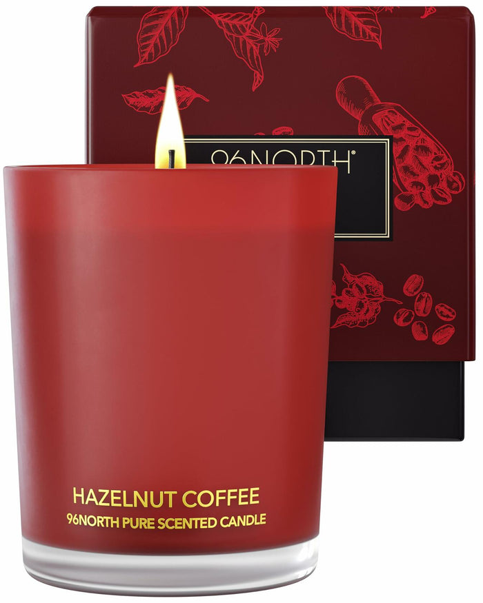 96NORTH Pure Hazelnut Coffee Soy Wax Candle 1-Wick Red Small-Medium by Deal US
