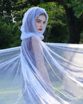 Geyoga Women Peals Tulle Hooded Cape Sheer Elf Cloak White by Deal US