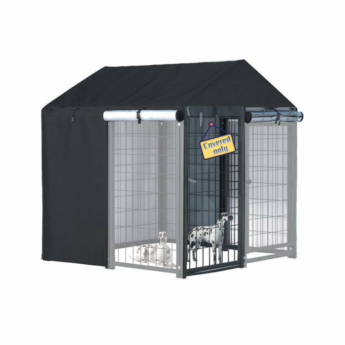 NGB Outdoor Dog Kennel Cover 4x4x4.5ft 600D Waterproof Windproof Black by Deal US