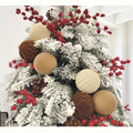 Obgora 15PCS Velvet Flocked Christmas Ornaments 3.15in Brown Light Coffee Beige by Deal US