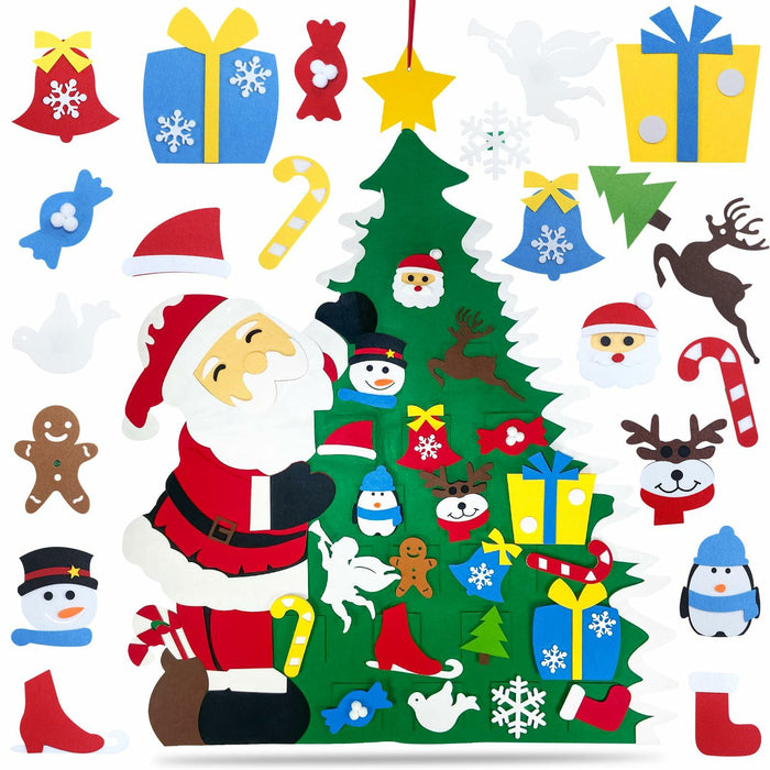 JUN-ELECTRON DIY Felt Christmas Tree Set 3.2Ft Green with Ornaments & Lights by Deal US