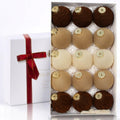 Obgora 15PCS Velvet Flocked Christmas Ornaments 3.15in Brown Light Coffee Beige by Deal US