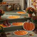 Haull 6 Pc Thanksgiving Bathroom Rugs Autumn Pumpkin Orange 16x16 Inch by Deal US