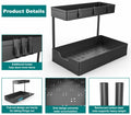 NATURE'S SOURCE 2 Pack 2 Tier Under Sink Organizer with 4 Hooks Black LIKE NEW by Deal US