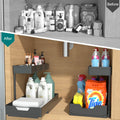 NATURE'S SOURCE 2 Pack 2 Tier Under Sink Organizer with 4 Hooks Black LIKE NEW by Deal US