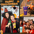 SiliFine 24oz Reusable Plastic Halloween Cups with Lid & Straw 24 Pcs by Deal US