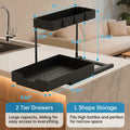 NATURE'S SOURCE 2 Pack 2 Tier Under Sink Organizer with 4 Hooks Black LIKE NEW by Deal US