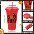 SiliFine 24oz Reusable Plastic Halloween Cups with Lid & Straw 24 Pcs by Deal US