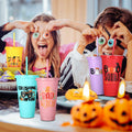SiliFine 24oz Reusable Plastic Halloween Cups with Lid & Straw 24 Pcs by Deal US