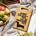 FONDCANYON Dachshund Bamboo Wood Cutting Board Kitchen Decor Brown by Deal US