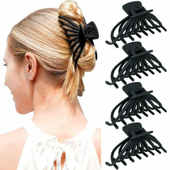 MAORULU 4 Pack Large Non-slip Matte Hair Claw Clips for Women Black by Deal US