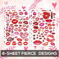 Kotbs Kiss Lips Temporary Tattoo Stickers 4-Pack Multi-colored Adults Kids by Deal US