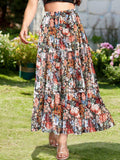 Wielsscca Women's Pleated Floral Chiffon Maxi Skirt Light Green Size L by Deal US