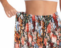Wielsscca Women's Pleated Floral Chiffon Maxi Skirt Light Green Size L by Deal US