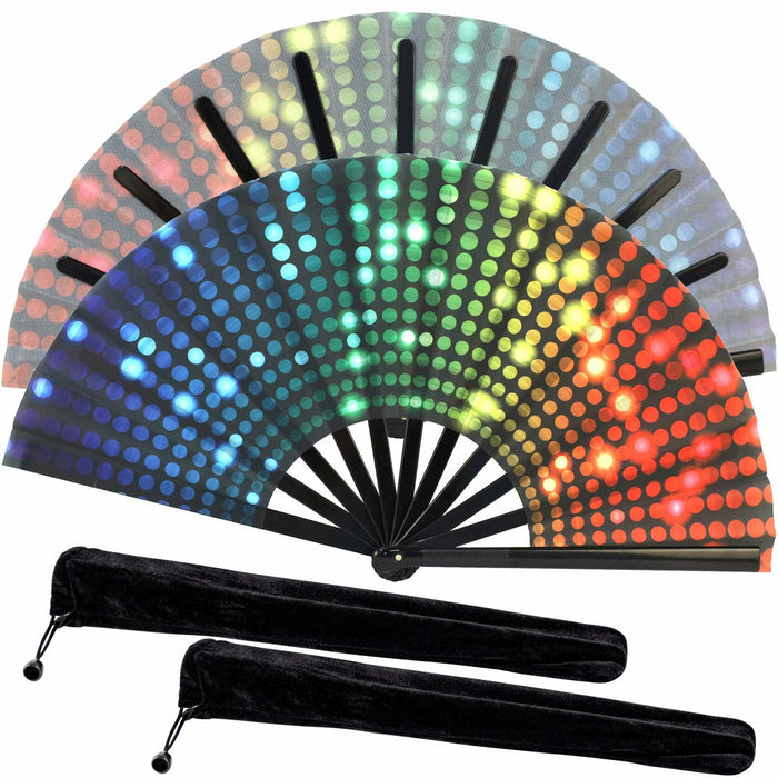 ZOYVUX Large Folding Handheld Dance Fans 2 Pcs Disco Clack Sound Fans by Deal US