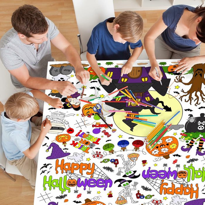 AKEROCK Halloween Coloring Tablecloth Decorations 118x54 Inches Paper by Deal US