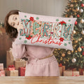MOLYUB Pink Merry Christmas Floral Pillow Cover 12x20 Inches Polyester by Deal US