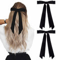 Aileam 2PCS Black Velvet Hair Bows Ribbon Clips Metal Ponytail Holder by Deal US