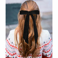 Aileam 2PCS Black Velvet Hair Bows Ribbon Clips Metal Ponytail Holder by Deal US