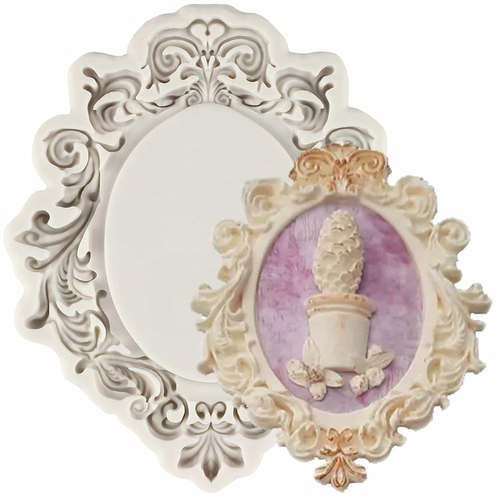 CANYANGMOLD Baroque Photo Frame Silicone Mold Gray 0.39x3.18x2.87in 1 Pc by Deal US