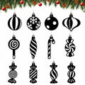 Arosche Christmas Candyland Tree Decorations 24Pcs Wooden Black Ornaments by Deal US