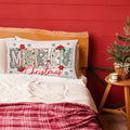 MOLYUB Pink Merry Christmas Floral Pillow Cover 12x20 Inches Polyester by Deal US