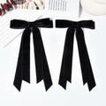 Aileam 2PCS Black Velvet Hair Bows Ribbon Clips Metal Ponytail Holder by Deal US
