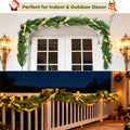 COAZEX 6FT Norfolk Pine Garland Real Touch Greenery with LED Lights Gold Ribbon by Deal US