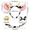 JIALWEN Cow Animal Costume Set 4Pcs Ears Nose Bowtie Tail Unisex White Size by Deal US