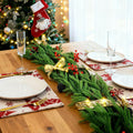 COAZEX 6FT Norfolk Pine Garland Real Touch Greenery with LED Lights Gold Ribbon by Deal US