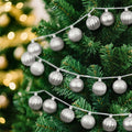 Motionchic 6.5ft Silver 24 Ball 2in Shatterproof Ornament Garland by Deal US