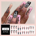 HPYFOI Halloween Press On Nails Long Coffin Matte Spider Web Ghost 24Pc by Deal US