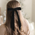 Aileam 2PCS Black Velvet Hair Bows Ribbon Clips Metal Ponytail Holder by Deal US