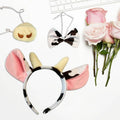 JIALWEN Cow Animal Costume Set 4Pcs Ears Nose Bowtie Tail Unisex White Size by Deal US