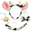 JIALWEN Cow Animal Costume Set 4Pcs Ears Nose Bowtie Tail Unisex White Size by Deal US