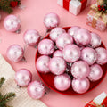 Sosation 24 Pink White Bow Ball Ornaments 1.97 Inch Christmas Tree Decor by Deal US