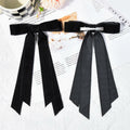 Aileam 2PCS Black Velvet Hair Bows Ribbon Clips Metal Ponytail Holder by Deal US