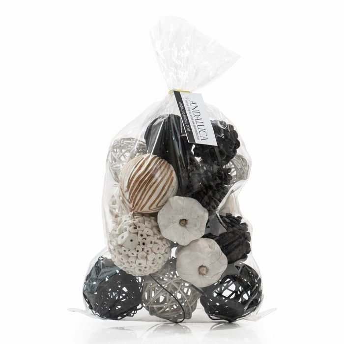 ANDALUCA Natural Tones Vase & Bowl Mini Pumpkins Pinecone Balls Black White by Deal US