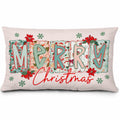 MOLYUB Pink Merry Christmas Floral Pillow Cover 12x20 Inches Polyester by Deal US