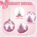 Sosation 24 Pink White Bow Ball Ornaments 1.97 Inch Christmas Tree Decor by Deal US