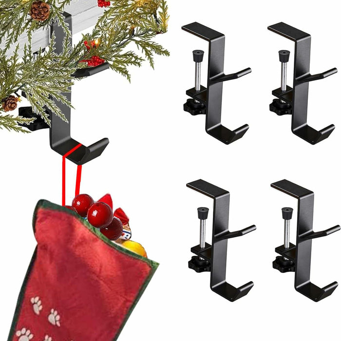 XTSJGZ 4 Pack Christmas Stocking & Garland Hangers Adjustable Black by Deal US