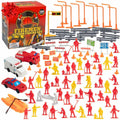 SCS Direct Firefighter Action Figure Playset 100pc Red Rescue Vehicles by Deal US