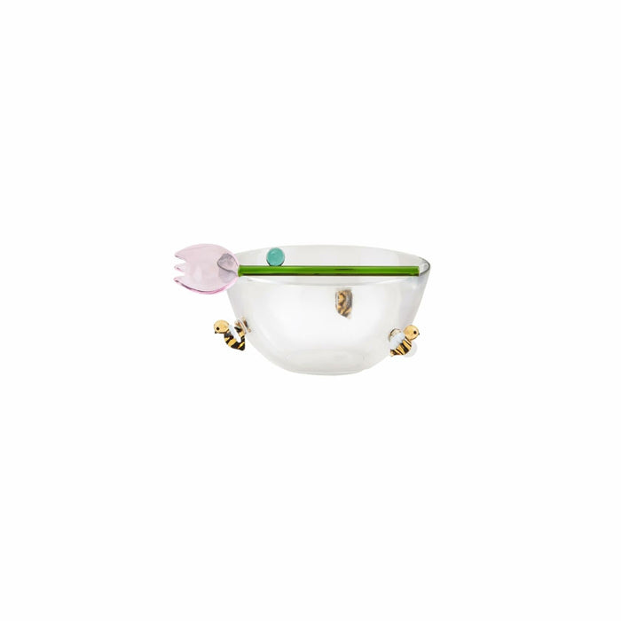 Mud Pie Glass Inlay Tidbit 2.5x4.5" & Spoon 5.5", Clear by Deal US