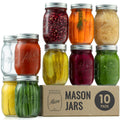 Paksh Novelty Mason Jars 16oz Regular Mouth Glass Canning 5 Pack Clear Silver by Deal US
