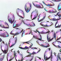 TKDUJH 200pcs 15x7mm Purple AB Acrylic Horse-Eye Flatback Rhinestones by Deal US