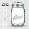 Paksh Novelty Mason Jars 16oz Regular Mouth Glass Canning 5 Pack Clear Silver by Deal US