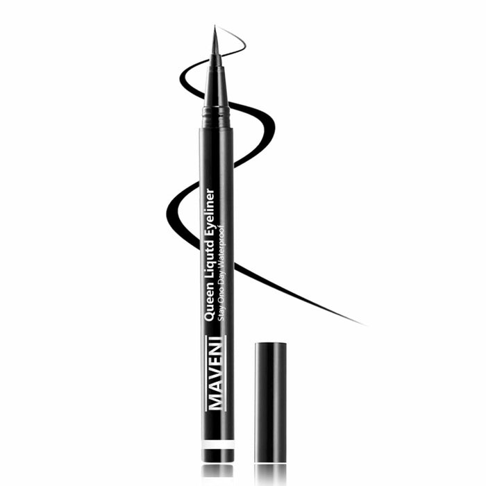 QueenDairy Waterproof Liquid Eyeliner Fine Brush Tip Jet Black 1 Fl Oz 01# by Deal US